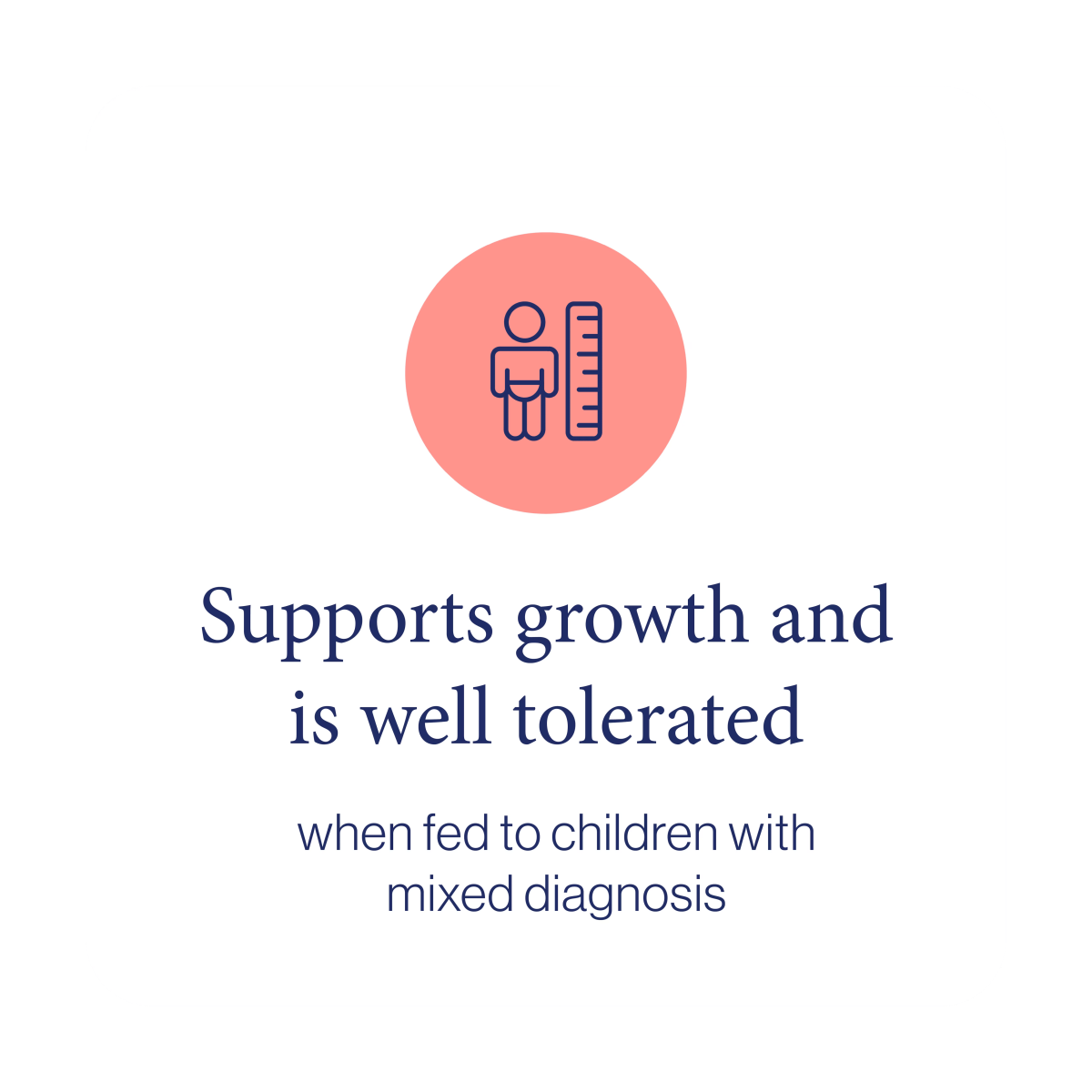 Supports growth and is well tolerated when fed to children with mixed diagnosis.