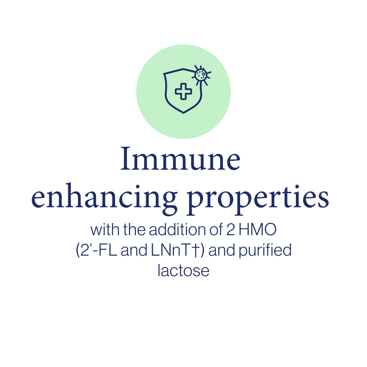 Immune enhancing properties with the addition of 2 HMO (2'-FL and LNnT) and purified lactose.