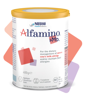 A can of Alfamino whey-based formula for infants with food allergies developed by Nestlé Health Science.