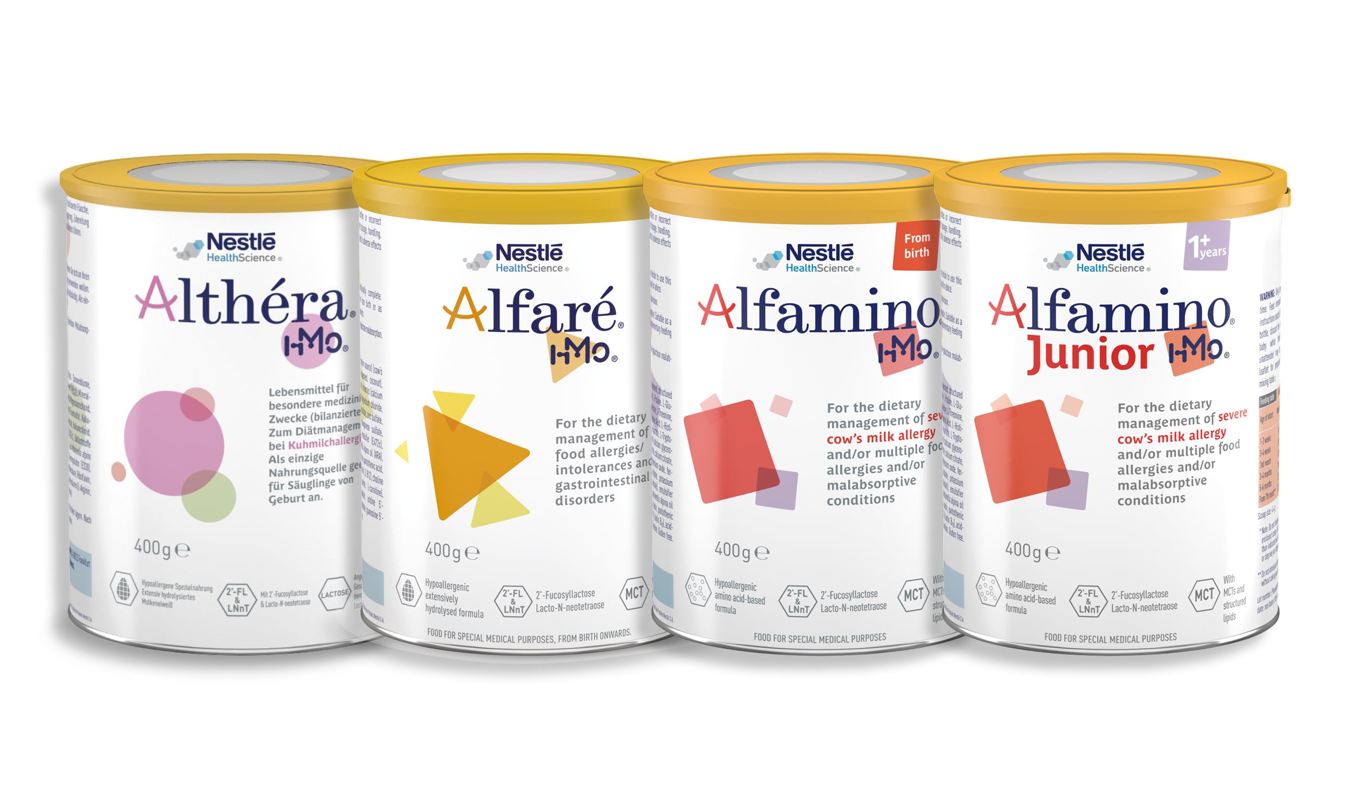 Range of hypoallergenic formulas to deal with Cow's Milk Protein Allergy (CMPA) in infants and children, developed by Nestlé Health Science.