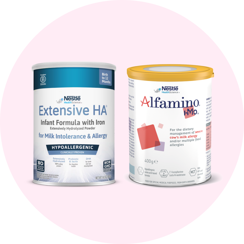 Preparation of hypoallergenic-milk formula in a baby bottle.